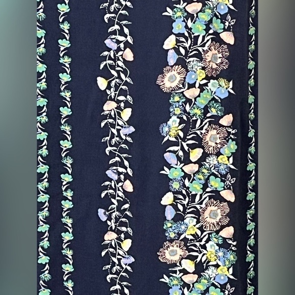 Old Navy Dark Blue Ruffle Shoulder Dress with Pastel Floral Size Small - Picture 7 of 12